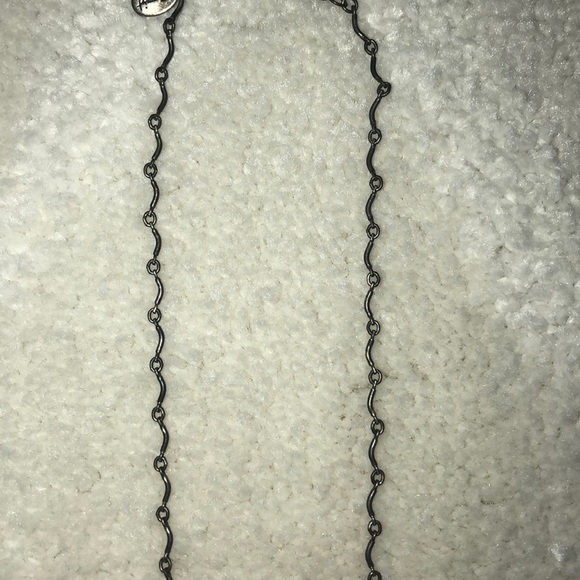 Dark Metal Chain Necklace with Iridescent Crystals - Picture 3 of 3